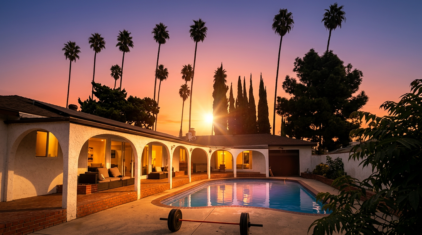 Drew's Los Angeles incubator house at sunset